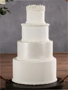 Stylish and simple 4 tier fondant wedding cake 